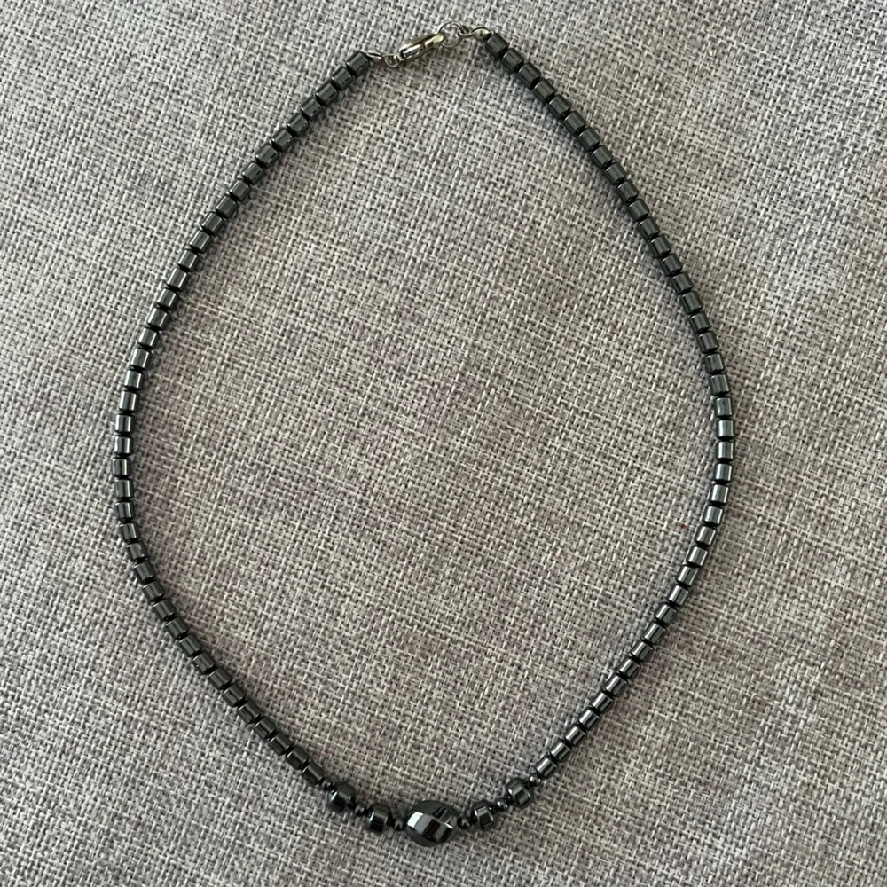 Genuine Hematite Beaded Necklace